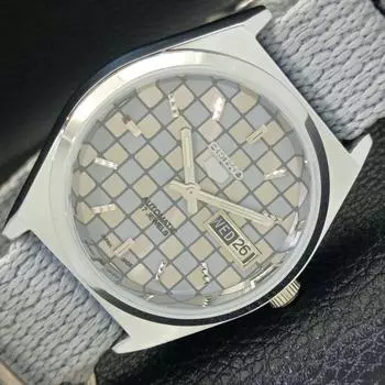 REFURBISHED SEIKO 5 AUTOMATIC MENS WATCH JAPAN MADE GREY DIAL CUSTOM a440061-2 QV90-a440061