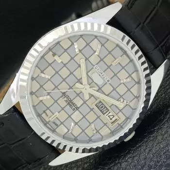 REFURBISHED SEIKO 5 AUTOMATIC MENS WATCH JAPAN MADE GREY DIAL CUSTOM a440025-2 QV90-a440025