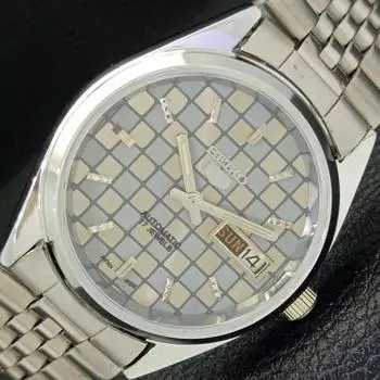 REFURBISHED SEIKO 5 AUTOMATIC MENS WATCH JAPAN MADE GREY DIAL CUSTOM a440097-2 QV90-a440097