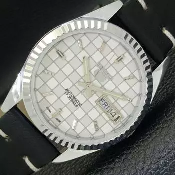 REFURBISHED SEIKO 5 AUTOMATIC MENS WATCH JAPAN MADE WHITE DIAL CUSTOM a440020-2 QV90-a440020