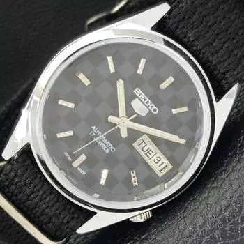 REFURBISHED SEIKO 5 AUTOMATIC MENS WATCH JAPAN MADE BLACK DIAL CUSTOM a440129-2 QV90-a440129