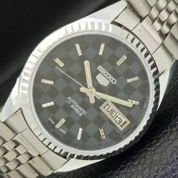 REFURBISHED SEIKO 5 AUTOMATIC MENS WATCH JAPAN MADE BLACK DIAL CUSTOM a440036-2 QV90-a440036