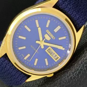 ВОССТАНОВЛЕННЫЕ ВИНТАЖНЫЕ SEIKO 5 АВТОМАТИЧЕСКИЕ 6309A ЯПОНИЯ МУЖСКИЕ ЧАСЫ С СИНИМ ЦИФЕРБЛАТОМ a425904-2 RL620a-a425904