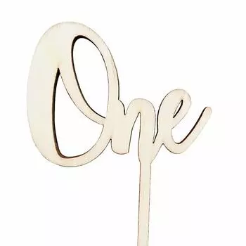regalo 1 Year Old Cake Topper Wooden Cake Decoration Pick Smash Cake (Один/Естественный)