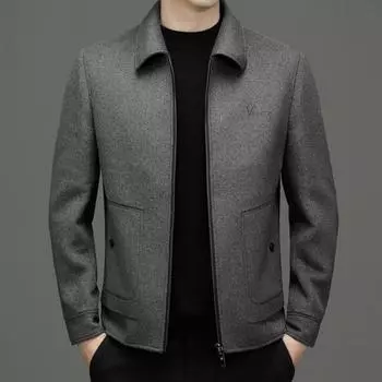 Regular Style Light Luxury Thickened Cotton Wool Men s Lapel Wool Coat Autumn and Winter Thickened Down Lining Dad s Fashion Trend M