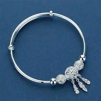 Регулируемый браслет Dreamcatcher Feather Bangle женский серебряный сплав запястье ювелирные изделия для подарка на годовщину дня рождения женский браслет серебряный