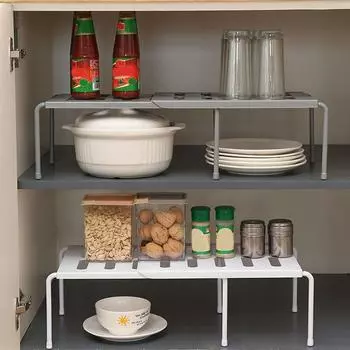 Регулируемый шкаф для хранения кухонных принадлежностей, полка для специй, полка для хранения, органайзер для кладовой белый