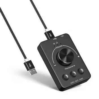 Регулятор громкости Docooler USB, компьютерный регулятор громкости с функцией отключения звука, 3 разъемами для регулировки громкости и USB-регулятором громкости, мультимедийный контроллер для