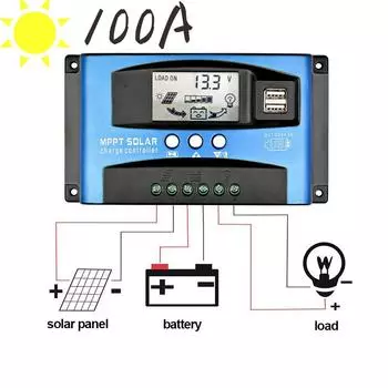 Регулятор MPPT 100А, контроллер заряда солнечной панели, 12 В/24 В, отслеживание автофокуса 100A