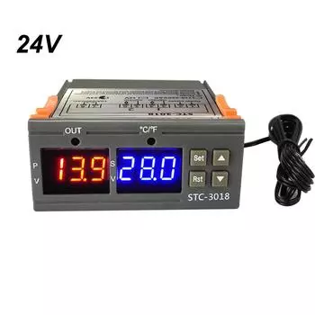 Регулятор температуры STC-3018, термостат с цифровым светодиодным дисплеем, микропереключатель контроля температуры 24V