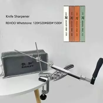 Rehoo Pro, новинка RH006, ручная точилка для ножей с фиксированным углом, система заточки, вращающийся на 360 градусов металлический слайдер, кухонные инструменты