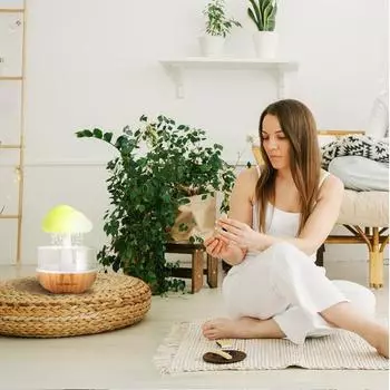 Relax Cloud Rain Diffuser Humidifier Raindrop Aromatherapy Machine Ultrasonic Atomization Humidification Colorful Lamp белый
