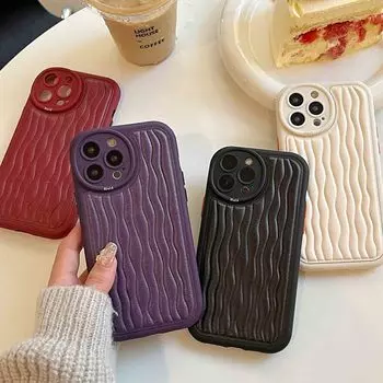 Релиф 3d волнистый противоударный нескользящий чехол для телефона для Iphone 13 12 11 Promax 14 Pro Max 4 цвета Защитная задняя крышка Капа For iphone 12promax