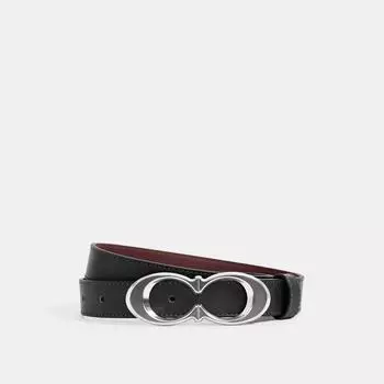 Ремень Coach Signature Buckle 25 мм серебристый черный винный Small