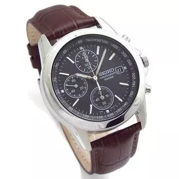 Ремень для часов-хронографов SEIKO из натуральной кожи, официальный дистрибьютор Seiko, черный SND309P1BR