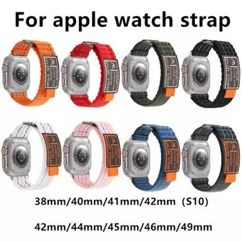 Ремешки для Apple watch Band 44 мм 40 мм 49 мм 41 мм 45 мм 38 мм 42 мм нейлоновый браслет-петля iWatch Ultra 2 series 7 6 5 3 se 8 9 10 45 мм 38mm/40mm/41mm/42mm(10 белый