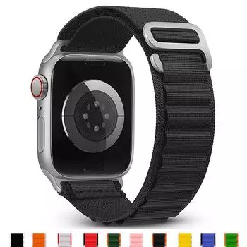 Ремешок Alpine Loop для Apple Watch 44 мм, 40 мм, 45 мм, 49 мм, 41 мм, 42 мм, 38 мм, 40, 44, 45 мм, браслет iWatch Ultra series 8, 7, 6, 5, 3, ремешок 38 40 41mm синий/чёрный
