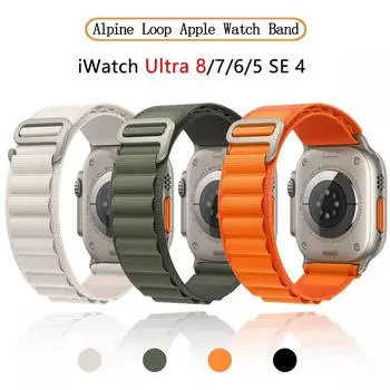 Ремешок Alpine Loop для Apple Watch Ultra, ремешок 49 мм, 44 мм, 40 мм, 42 мм, 38 мм, спортивный браслет Correa iWatch series 8, 7, 6, 5, 3 se, 45 мм, 41 мм, ремешок Ultra 49mm зелёный