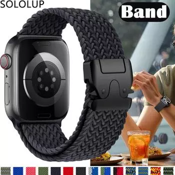 Ремешок для Apple Watch Ultra 2 49 мм 10 46 мм 9 8 7 45 мм 41 мм 44 мм 40 мм для Smartwatch Series SE 6 3 5 4 2 1 42 мм 38 мм, спортивный нейлоновый мягкий ремешок для улицы S10 42-38 40 41 mm