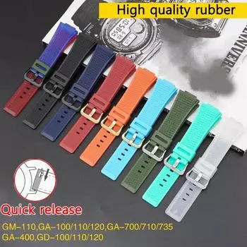 Ремешок для Casio G-SHOCK GM-110 GA-100/110/120 400 GA-700 800 GD-100 GAL-100 GW-8900 Заменить силиконовый резиновый ремешок для часов Браслет 16mm красный/чёрный