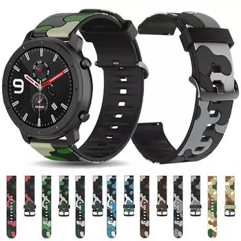 Ремешок для часов 20 мм 22 мм камуфляжный силиконовый ремешок для Huami Amazfit GTR 47 мм GTR 4/3/2 умный ремешок для часов Amazfit Bip GTS 22mm Universal
