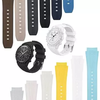 Ремешок для часов 20 мм Omega Swatch Belt Omega X Swatch MoonSwatch Speedmaster унисекс быстросъемный силиконовый ремешок [SineMetu] (коричневый) коричневый