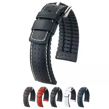 Ремешок для часов Hirsch Tiger из телячьей кожи Performance Core 18 мм 20 мм 21 мм 22 мм 24 мм Длина Установка Ширина Быстросъемный ремешок для часов L 21 мм 20 мм Черный -