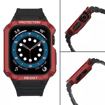 Ремешок для часов и чехол для часов, совместимый с Apple Watch i Watch 9, 8, 7, 6, 5, 4, смарт-браслет для спортивных часов S чёрный