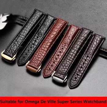 Ремешок для часов из крокодиловой кожи, мужской и женский стиль для Omega Seahorse Deville, оригинальный ремешок для часов, браслет 18 мм, 19 мм, 20 мм 19mm