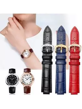 Ремешок для часов из натуральной кожи, ремешок для часов Tank Cartier, синий воздушный шар, мужской и женский ремешок для часов 16, 18, 20, 22 мм, аксессуары 14x22mm