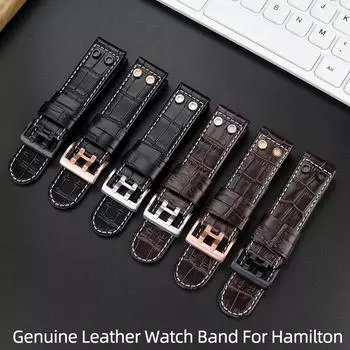 Ремешок для часов из натуральной кожи 22 мм 24 мм для Hamilton Khaki Aviation H76646533 H77676733 ремешок для часов в полевом стиле для мужчин 24mm