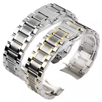 Ремешок для часов из нержавеющей стали с изогнутым концом для Tissot 1853 Couturier T035, 14/16/17/18/22/24 мм, ремешок для часов для женщин и мужчин, браслет 16mm серебряный