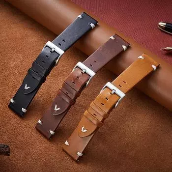 Ремешок для часов Oil Max Leather 20 мм 22 мм Ремешок ручной работы Коричневый кофейный ремешок для часов Быстросъемный 20mm кофейный