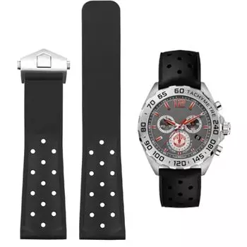 Ремешок для часов TAG HEUER Силиконовый ремешок для часов 22 мм Мягкий силиконовый резиновый ремешок для замены ремешка TAG HEUER Carrera Monaco Series Совместимость чёрный