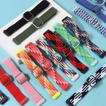 Ремешок для Huawei Band 7 8 9, аксессуары, регулируемый плетеный браслет с одиночной петлей, эластичный нейлоновый браслет Correa Huawei Band 8 for huawei band 9 зелёный