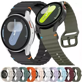Ремешок для Samsung Galaxy watch 7/FE/5 Pro/6/4 classic 44 мм 40 мм силиконовый спортивный ремешок-браслет correa Galaxy watch 7 ремешок Galaxy Watch 7 40mm оранжевый