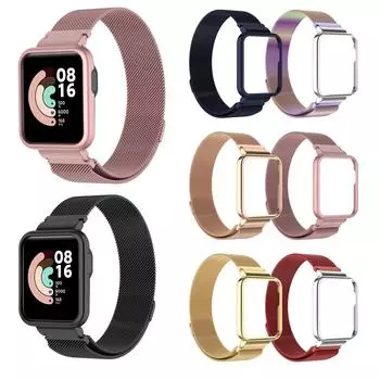 Ремешок для Xiaomi Redmi Watch 3 2 Lite Band Mi Watch Lite с металлическим защитным чехлом-бампером, браслет с магнитной петлей для часов Redmi For Redmi Watch 2 серебряный