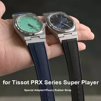 Ремешок из фторкаучука с адаптером для Tissot серии PRX T137.407/T137.410 Super Player 40 мм, новый быстросъемный ремешок для часов FKM 12 мм 12mm