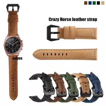 Ремешок из натуральной кожи Crazy Horse 22 мм для Fossil GEN 6 5 5e 4 44 мм 45 мм, ремешок для часов Fossil Q Carlyle HR 22mm for Fossil чёрный