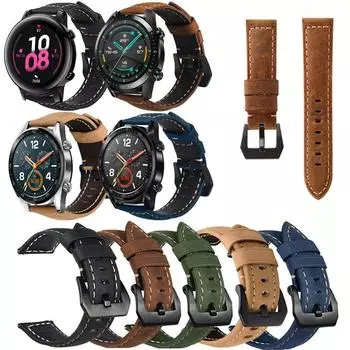 Ремешок из натуральной кожи для часов Samsung Galaxy watch 6 4 5 pro 45 мм 44 мм 40 мм классический 46 мм 42 мм Active 2 ремешка винтажный ремешок для часов из воловьей кожи Galaxy watch 5-5Pro матовый черный