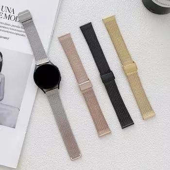 Ремешок из нержавеющей стали для Samsung Galaxy Watch 4 5 6 Classic 40 46 мм 42 мм 43 47 мм Миланский ремешок для часов для умных часов Gear S3 Huawei Watch Gt 2 20mm серебряный