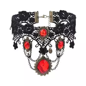 Ремешок на шею, ожерелье Court Gothic Spicy Girl, кружевное ожерелье, ошейник-цепочка на ключицу One Size чёрный