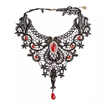 Ремешок на шею, ожерелье Court Gothic Spicy Girl, кружевное ожерелье, ошейник-цепочка на ключицу One Size красный