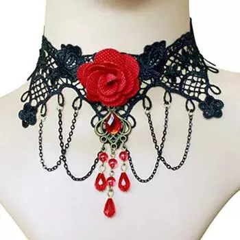 Ремешок на шею, ожерелье Court Gothic Spicy Girl, кружевное ожерелье, ошейник-цепочка на ключицу One Size