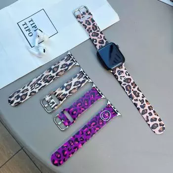 Ремешок с леопардовым принтом для Apple Watch iWatch 3,4,5,6 — мягкий, стильный ремешок для женского поколения 38/40/42/44 мм. Apple 38/40MM