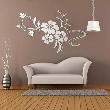 Removable 3d Mirror Flower Art Wall Sticker Acrylic Mural Decal Home Room Decor