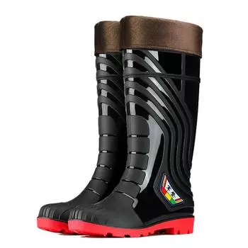 Removable Cotton Lining Anti-Slip Custom Pvc Work Rain Boots Men Gum Boots Waterproof Factory Adults 37