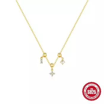 Removable Pendant Adjustable Accessories Trend Square Crystal Zircon Pearl Pendant Necklace Party Travel Accessories 925 silver золотой