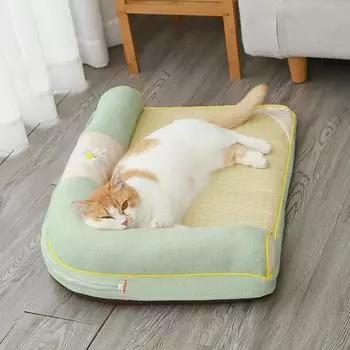 Removable Summer Dog Cooling Bed Washable Cover For Cat For Dog Cat Mat Dogs Lounger Pet Pad With PillowPet Supplies S