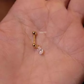 Removal-Free before Sleep Single Thread Ear Stud Earring Female S925 Sterling Silver Water Drop Zircon Screw Ear Bone Stud Silver Jewelry Gold 1